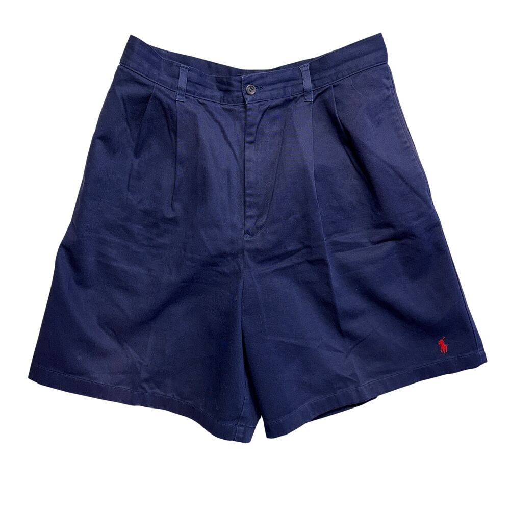 Vintage Polo Sport Ralph Lauren 8 Blue Pleated Bermuda High Waisted Classic 90s